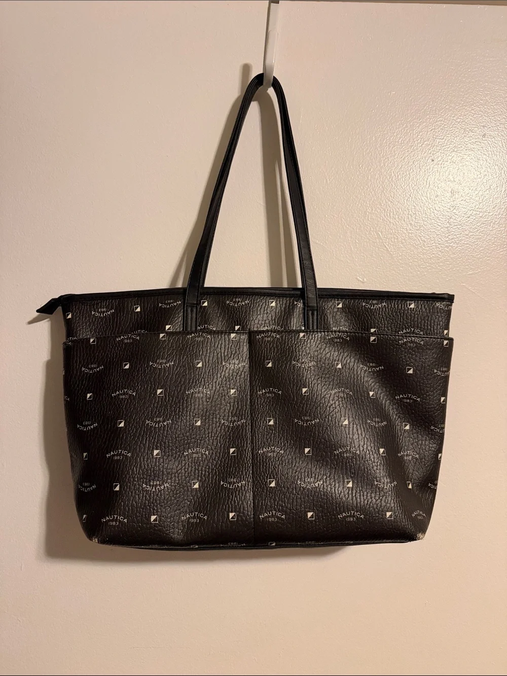 Nautica Black Logo Print Tote